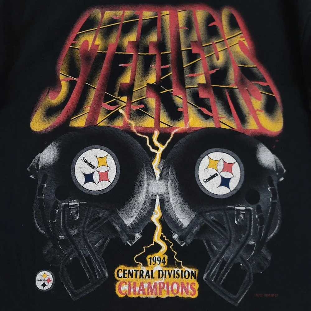 Vintage Pittsburgh Steelers Shirt Mens XL Black 1994 Central Division Champions - Picture 1 of 15